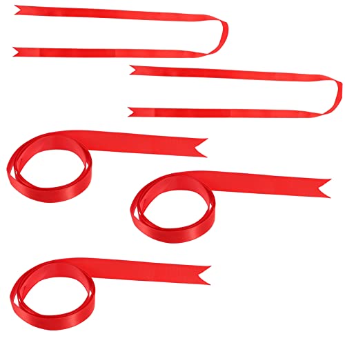 Angoily 5 Stück Abschlussband Farbig Satinband Sackleinenband Satinbänder Groß Rosa Blau Gekräuselt Haarbänder Dekoration Samtband Schwarzes Band Party Schleife Schärpe Rot Polyester von Angoily