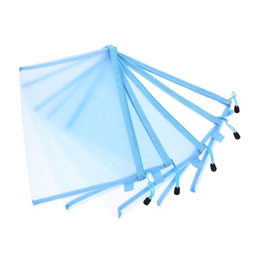Angoily 5 Stück Aufbewahrungstasche Schreibwaren Dokumententaschen Mit Reißverschluss Tasche Für Dokumentenmappen Aufbewahrungstasche Für Dokumente Zipper -dokumente Beutel Blau Nylon von Angoily