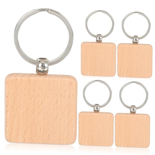 Angoily 5 Stück Blanko Holz Schlüsselanhänger aus Jujube Holz zum Selbstgestalten DIY Schlüsselring Rohlinge für Gravur Malerei und Bastelarbeiten Naturfarben von Angoily