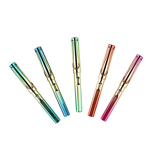 Angoily 5 Stück Bunte Füllfederhalter Ergonomische Tintenstifte für Schüler Nachfüllbare Schreibfeder für Präzises Schreiben und Kalligraphie für Schreibübungen und Bürobedarf von Angoily