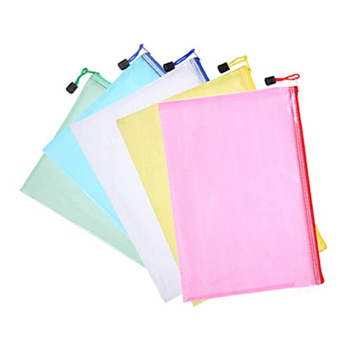 Angoily 5 Stück Dokumententaschen aus PVC Wasserdichte und Reißfeste Organizer Tasche Weiß Gelb Grün Blau und Praktische Aufbewahrung für Unterlagen Zeitschriften und von Angoily