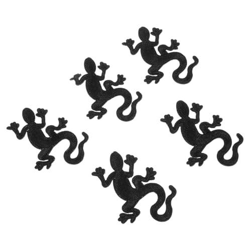 Angoily 5 Stück Gecko-Stoffaufnäher nähen Nähteflächen klein montiert wandaufkleber tapetenablöser Aufnäher für Kleidung Patchset Kleiderflicken abriebfeste Kleidungsflicken Black von Angoily