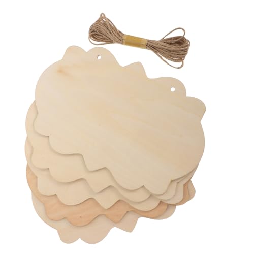 Angoily 5 Stück Große Holzschilder Naturbelassen mit Juteschnur Unbemalte Holztafeln zum Bemalen Beschriften und Dekorieren für DIY Bastelprojekte Wand Türdekoration von Angoily