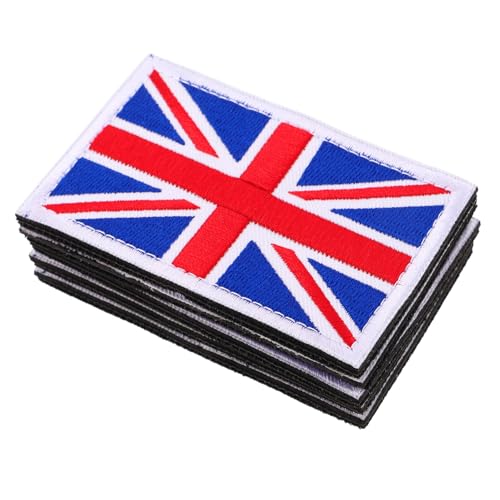 Angoily 5 Stück Handbestickte Uk Flaggen Aufnäher mit Haken Schlaufenverschluss Robuste DIY Patches für Kleidung Hüte Rucksäcke Vielseitige Britische Union Jack Stoffapplikationen von Angoily