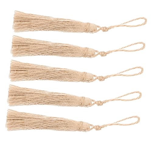 Angoily 5 Stück Jute Quasten -Dekorationen Perlen Jute Quasten Jutegarn Beige Quaste aus Sackleinen selber machen Taschenquastendekoration im ländlichen Stil Light Brown Angoily 5 Stück Jute Quasten -Dekorationen Perlen Jute Quasten Jutegarn Beige Quaste aus Sackleinen selber machen Taschenquastendekoration im ländlichen Stil Light Brown von Angoily