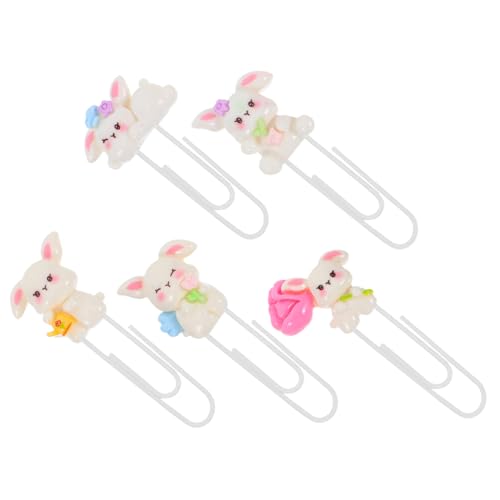 Angoily 5 Stück Kaninchen-büroklammer -lesezeichen Süße Büroklammern Tierische Büroklammern Osterhasen-clips Nette Osterdekoration Ostervorräte Häschen Briefpapier Metall von Angoily