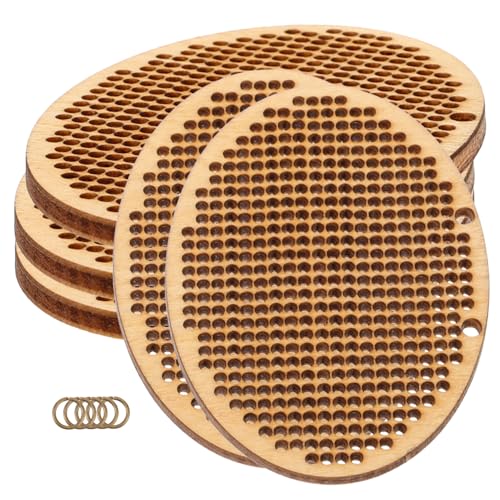 Angoily 5 Stück Kreuzstich Holzchips Perforierte DIY Holzanhänger für Kreuzstich Vielseitig Einsetzbar Schmuckanhänger oder Lesezeichen Langlebigem Holz Gefertigt von Angoily