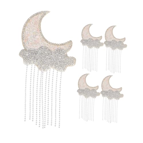 Angoily 5 Stück Selbstklebende Moon Cloud Patches mit Glitzernden Strass-quasten Hitzebeständige Applikationen zum Reparieren und Verzieren von Kleidung Schuhen Taschen Jeans und Angoily 5 Stück Selbstklebende Moon Cloud Patches mit Glitzernden Strass-quasten Hitzebeständige Applikationen zum Reparieren und Verzieren von Kleidung Schuhen Taschen Jeans und von Angoily