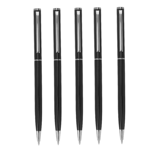 Angoily 5 Stück Teiliges Business Kugelschreiber Metall Schwarz mit Silbernen Akzenten Drehmechanismus Sanfter Tintenfluss Komfortabler Griff für Büro Schule und Unterschriften Angoily 5 Stück Teiliges Business Kugelschreiber Metall Schwarz mit Silbernen Akzenten Drehmechanismus Sanfter Tintenfluss Komfortabler Griff für Büro Schule und Unterschriften von Angoily