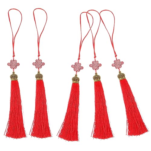 Angoily 5 Stück Teiliges Chinesischer Neujahrsdekorationsanhänger mit Quaste Traditionelle Knoten Tropfen für Auto Zuhause und Glücksbringer für Festlichkeiten von Angoily