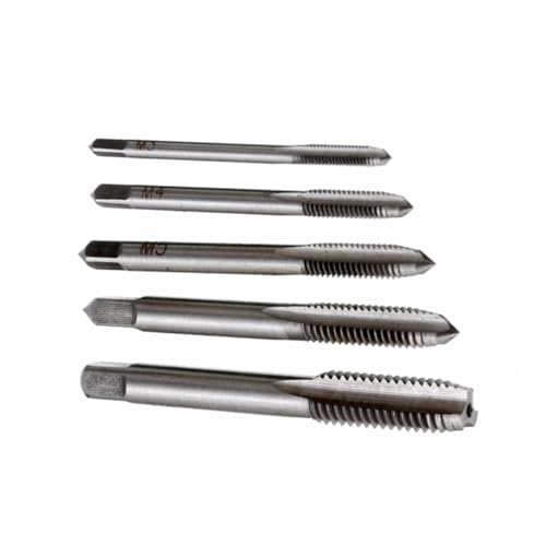 Angoily 5 Stück Teiliges Gewindebohrer Set Spiralgewindebohrer Handgewindebohrer Gerade Nut Hochwertiger Schnellarbeitsstahl Für Maschinengewinde Reparatur und Mechanik von Angoily