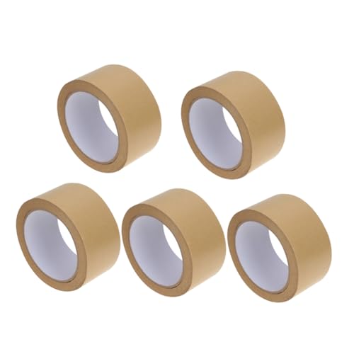 Angoily 5 Stück Teiliges Kraftpapier Klebeband Breit Lang Wasser Ölbeständig Stark Haftend Dekoratives DIY Papier Tape für Geschenkverpackung Basteln Party und Bürogebrauch von Angoily