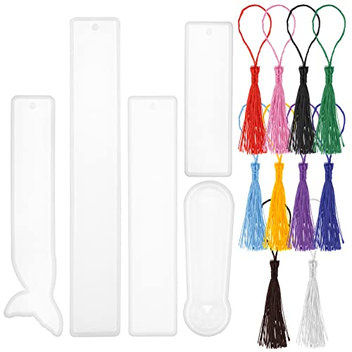 Angoily 5 Stück Teiliges Set Lesezeichen Silikonformen mit Bunten Quasten für Diy Bastelarbeiten zum Herstellen von Lesezeichen Anhängern und Dekorationen von Angoily