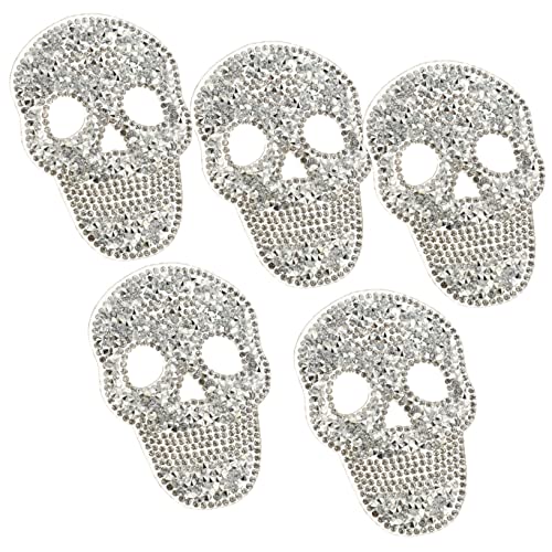 Angoily 5 Stück Teiliges Skull Strass Patch Aufbügelflicken für Kleidung Taschen Hüte und DIY Deko Hautfreundliche Langlebige Applikationen für Heimwerker und von Angoily