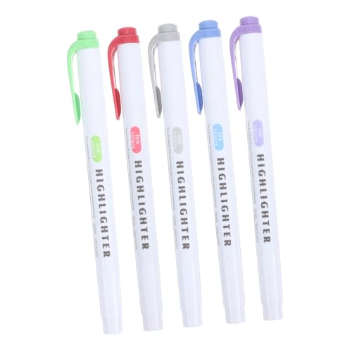 Angoily 5 Stück farbige Markierungen Textmarker ausgefallener Stift Dual-Marker-Pinselstifte Doppelkopf-Farbstift Markierungen mit zwei Spitzen Zeitschriftenmarker schicke Marker Plastik Angoily 5 Stück farbige Markierungen Textmarker ausgefallener Stift Dual-Marker-Pinselstifte Doppelkopf-Farbstift Markierungen mit zwei Spitzen Zeitschriftenmarker schicke Marker Plastik von Angoily