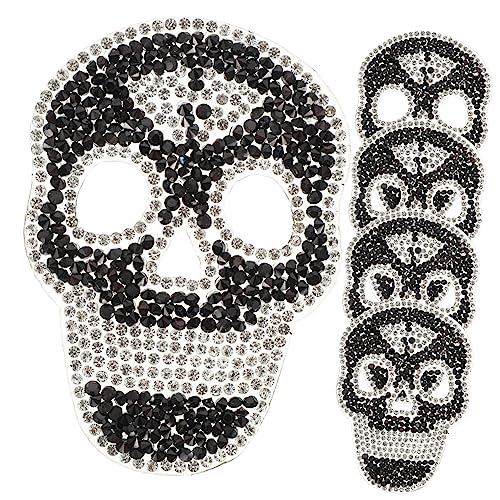 Angoily 5 Stück heiße Diamantaufkleber des Schädels aufkleber sticker gestickte Aufnäher auf der Rückseite Zurück dekorative Patches Aufnäher für Kleidungsstücke von Angoily