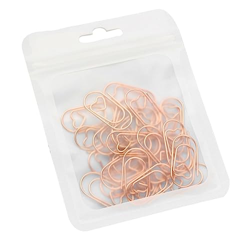 Angoily 50 Stück Datenfixiernadel goldene Büroklammer Schreibwarenclips Herz -Lesezeichen süße Lesezeichenclips Büroklammern Lesezeichen herzförmige Büroklammern Legierung von Angoily