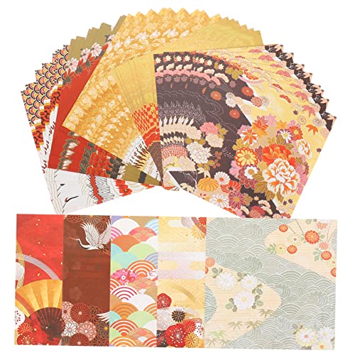 Angoily 50 Stück Doppelseitiges Origami Papier im Chinesischen Stil Quadratische Faltpapiere für DIY Bastelprojekte Dekoration und Kreative Bastelarbeiten von Angoily
