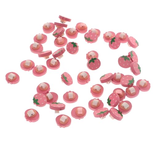 Angoily 50 Stück Erdbeerknöpfe Valentinstagsknöpfe Abzeichen Weihnachtshandwerksknöpfe Knöpfe nähen Holzknöpfe Scrapbooking Knöpfe Verzierungen Neuheitstasten Hölzern Rosa Zufällige Farbe von Angoily