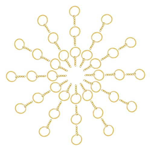 Angoily 50 Stück Flache Schlüsselringe mit Kette Metallringe für Diy Projekte Basteln von Schlüsselanhängern Sichere Verbindung für Autoschlüssel und Lanyards von Angoily