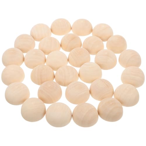 Angoily 50 Stück Halbkugeldekoration Hälfte runden Ball unvollendete Runde Basteln dekorative Holzkugeln Bastelperlen aus Holz Mini-Halbkugel halbrunde Holzperlen Bastelkugeln aus Holz von Angoily