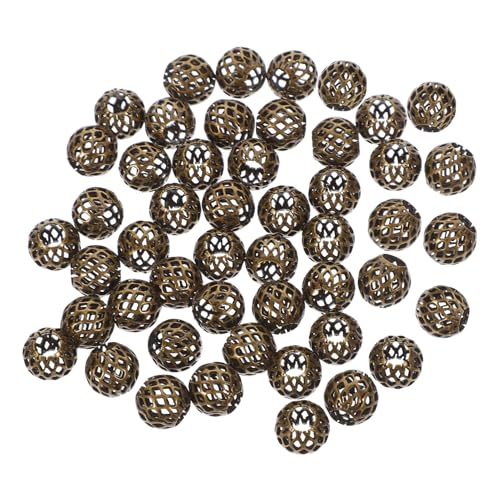 Angoily 50 Stück Hohl Metall Abstandsperlen Vintage Grün DIY Schmuckherstellung Runde Perlen für Armbänder Halsketten Basteln von Angoily