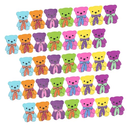 Angoily 50 Stück Holzknöpfe Cartoon Bär für Diy Kleidung Bunte Nähknöpfe Holz Dekorative Knöpfe für Handwerk Geeignet für Stoffe Shirts Jacken und Scrapbooking von Angoily