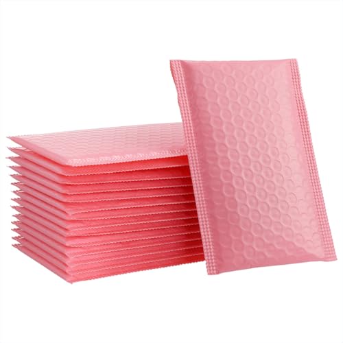 Angoily 50 Stück Luftpolster Versandtaschen Rosa Selbstklebende Verpackungsbeutel für Schmuck Bücher Kosmetik und für Kleine Unternehmen von Angoily