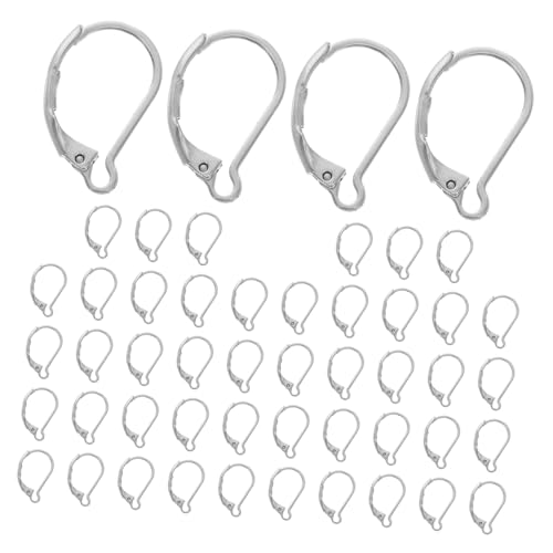 Angoily 50 Stück Ohrringschnalle aus Edelstahl Ohrhaken für die Schmuckherstellung Ohrhaken basteln Ohrringhaken Edelstahl Haken aus für Schmuck Rostfreier Stahl Silber von Angoily