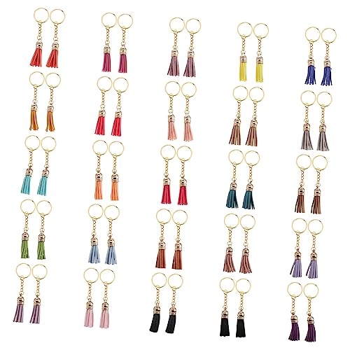 Angoily 50 Stück Quasten Schlüsselanhänger DIY Set Leder Bunte Quasten Pendants für Schlüsselbund Handtasche Rucksack Auto Praktische und Schöne Dekoration für Bastelprojekte von Angoily