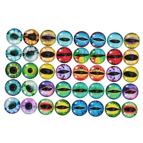 Angoily 50 Stück Runde Animal Eye Cabochons DIY Schmuckzubehör für Bastelprojekte Vielseitig Einsetzbar für Ohrringe Ringe Heimdekoration und Mehr Zufällige Farbe von Angoily