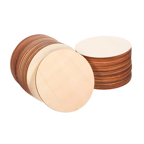 Angoily 50 Stück Runde Holzscheiben Naturbelassen Blanko für Basteln Malerei Gravur DIY Dekoration Holzscheiben mit Glatter Oberfläche für Heimkunst Weihnachts Halloween-dekor von Angoily