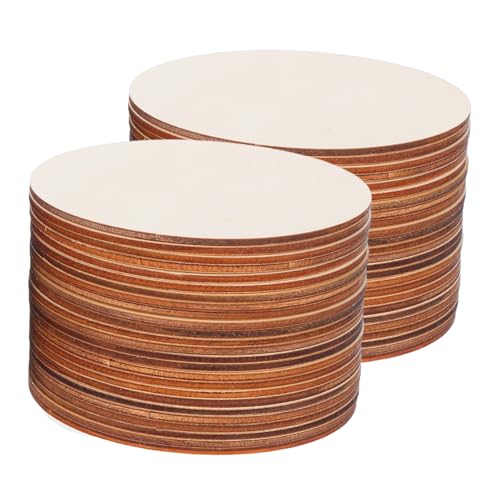 Angoily 50 Stück Runde Holzscheiben Naturbelassene Blanko Holzscheiben für DIY Bastelarbeiten Malerei Gravur für Handwerk Dekoration von Angoily