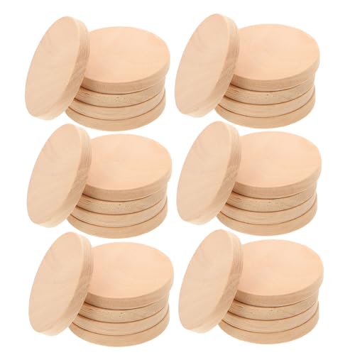 Angoily 50 Stück Runde Holzscheiben Unbehandelte Gravierbare Holzstücke Glatte Oberfläche Vielseitige DIY Holzplättchen für Basteln Partydeko und Kreative Handarbeiten von Angoily