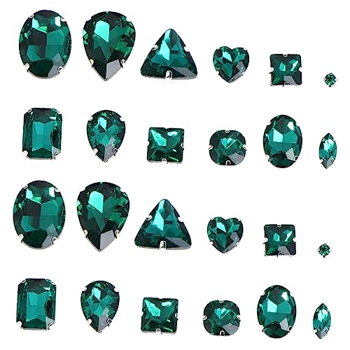 Angoily 50 Stück Strasssteine Klaue Edelsteine ​​nähen Kleid Loch Kunsthandwerk Perlen Nagelstein Trimmen Zubehör Strass-kit Künstlich Nägel Ab Schmuckstück Nähen Träne Basteln Dark Green von Angoily