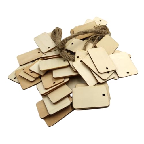 Angoily 50 Stück Teiliges Rechteckiges Holzschild Glattem Naturholz Blanke DIY Bastelplaketten mit Polierung Vielseitig Verwendbar für und Namensanhänger Modellbau Dekoration und von Angoily