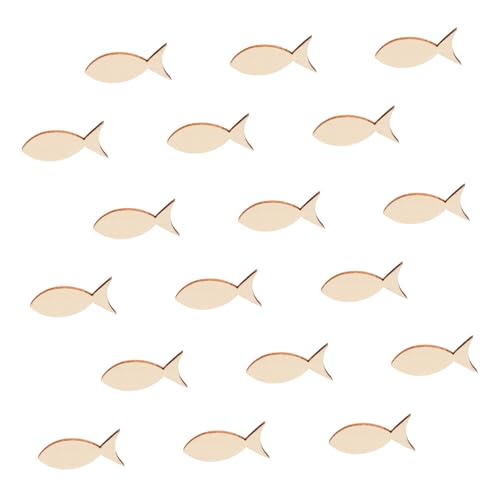 Angoily 50 Stück Unfertige Holzfische zum Bemalen DIY Holzfisch Ausschnitte für Bastelprojekte Fischform Streudeko Kommunion Taufe Party Dekorationen Holzrohlinge Fisch Namensschilder von Angoily