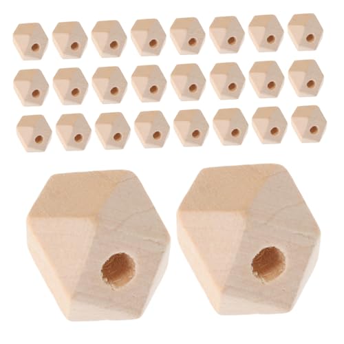 Angoily 50 Stück Unvollendete Holzperlen Achteckige Geometrische Naturholz Abstandshalter Perlen für Schmuckherstellung DIY Bastelzubehör Robust Vielseitig für Armbänder und Dekoration von Angoily