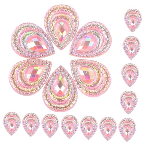 Angoily 50 Stück Wasserabfall -Diamantzubehör Tränen Form Verzerrungen nähen Verschönerung Strass Flatback Strass-Flatback-Verzierungen kleine Anhänger zum Basteln Mini-Charms Plastik Rosa von Angoily