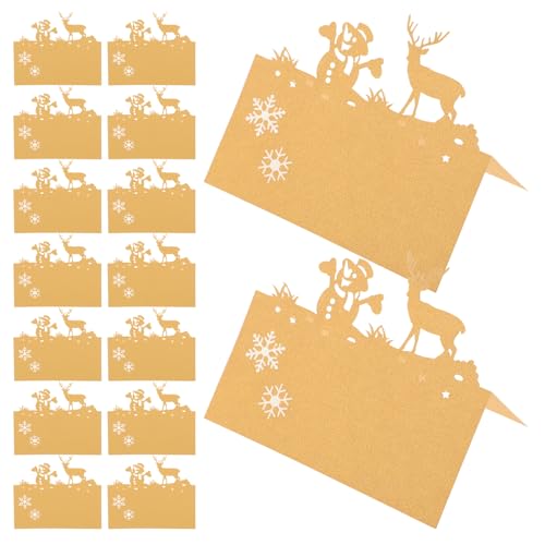 Angoily 50 Stück Weihnachts-Tischkarten Für Die Tischdekoration Rentier- Und Schneemann-Tischnamenskarten Für Weihnachtsfeiern Weihnachtsdekorationen von Angoily