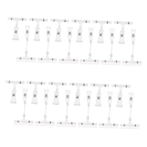 Angoily 50 Stück Werbeclip drehbare Warenclips doppelseitige Schilderklammern Lebensmittelzeichen-Clip Supermarkt -Zeichenhalter Clips für Preisschilder Preisschilder-Clips Abs Transparent von Angoily
