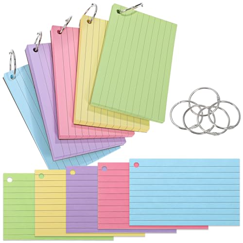 Angoily 500 Stück Farbige Indexkarten Gelbe Grüne Blaue Rosa Notizkarten mit Ringen Lernkarten für Büro Schule und Studium Angoily 500 Stück Farbige Indexkarten Gelbe Grüne Blaue Rosa Notizkarten mit Ringen Lernkarten für Büro Schule und Studium von Angoily