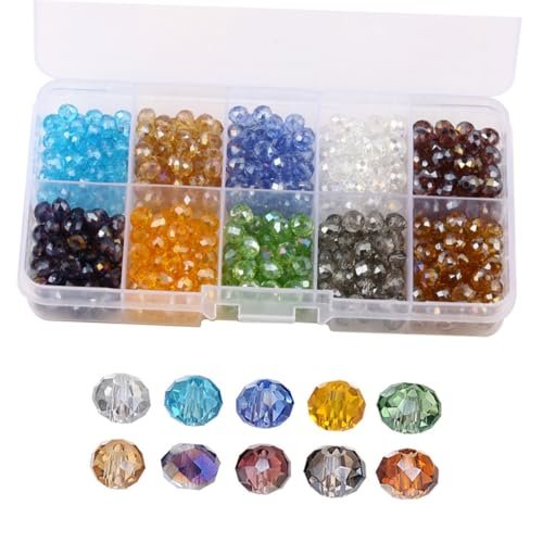 Angoily 500 Stück Kristall Briolette Glasperlen Farben Facettierte Perlen mit Aufbewahrungsbox für Schmuckherstellung DIY Armbänder Halsketten Basteln von Angoily