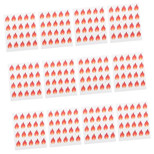 Angoily 500 Stück Mini Feuerflammen Aufkleber Wasserfest Kleine Selbstklebende Etiketten für DIY Scrapbooking Lebensmittelverpackung und Wasserflaschen Dekoratives Flammenmotiv von Angoily