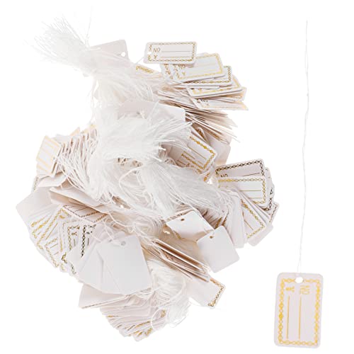 Angoily 500 Stück Preisschildbeutel Mit Schnur Schlüsselanhänger Aufkleber Etiketten Schmuck Kleine Schilder Hängeketten Display Riser Etiketten Widerhaken Aufkleber von Angoily