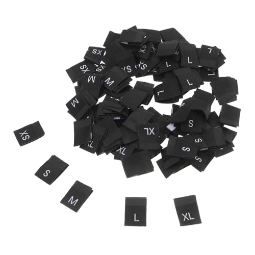 Angoily 500 Stück Waschbare Stoffgrößenetiketten für Kleidung Kreative Strapazierfähige Größenlabels zum Nähen Vielseitig Einsetzbar für Hosen Kostüme und Oberbekleidung Schwarz Xs xl von Angoily