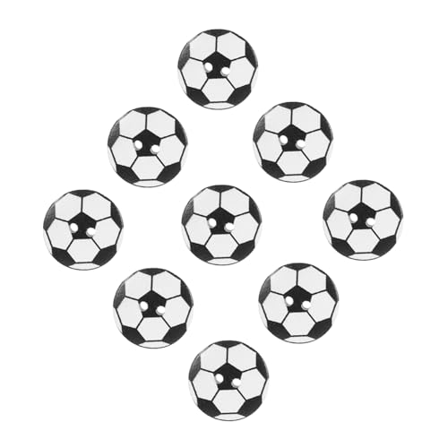 Angoily 50Stücke Fußball Holzknöpfe DIY Bastelknöpfe Handgefertigte Stoffknöpfe für Nähprojekte zum Verzieren von Kleidung und Accessoires mit Fußball Design von Angoily