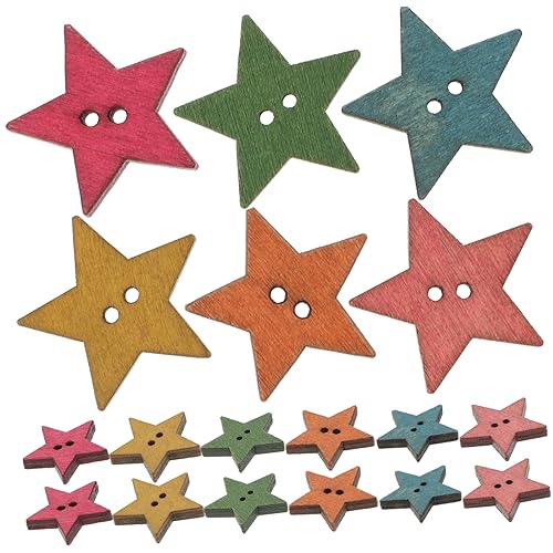 Angoily 50Stücke Retro Holzknöpfe Sternförmige Knöpfe DIY Craft Dekorationen für Kleidung Bastelprojekte und Anwendungen von Angoily