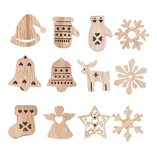 Angoily 54 Stück Teiliges Holz DIY Weihnachtsbaum Dekorationsset Handbemalbare Weihnachtsdeko zum Selbstgestalten Wiederverwendbare Weihnachtsornamente für Festliche Tisch und von Angoily
