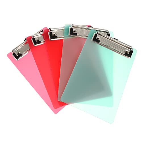 Angoily 5Er-Pack Mini Klemmbrett aus Buntes Halbtransparentes Kunststoff Clipboard mit Stabilem Clip für Notizen Tickets und Einkaufslisten für Schule Büro und von Angoily